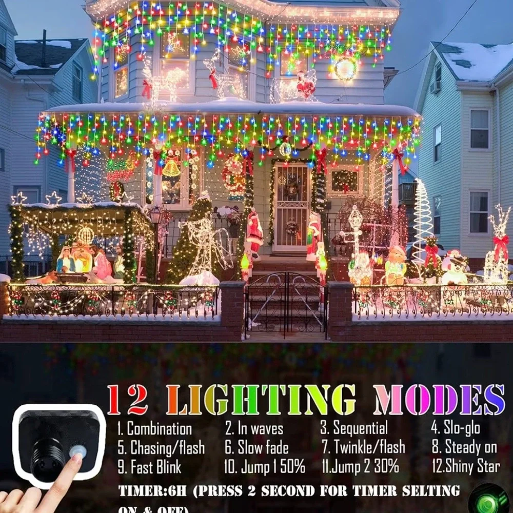 98FT Christmas Lights Outdoor Decorations 900LED Fairy String Light 12   **NEW**
